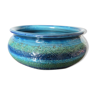 Vasque aldo londi pour bitossi en céramique " rimini blue " années 60