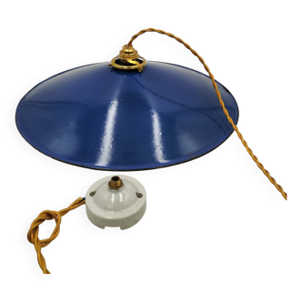 Grande coupelle en tôle émaillée bleu