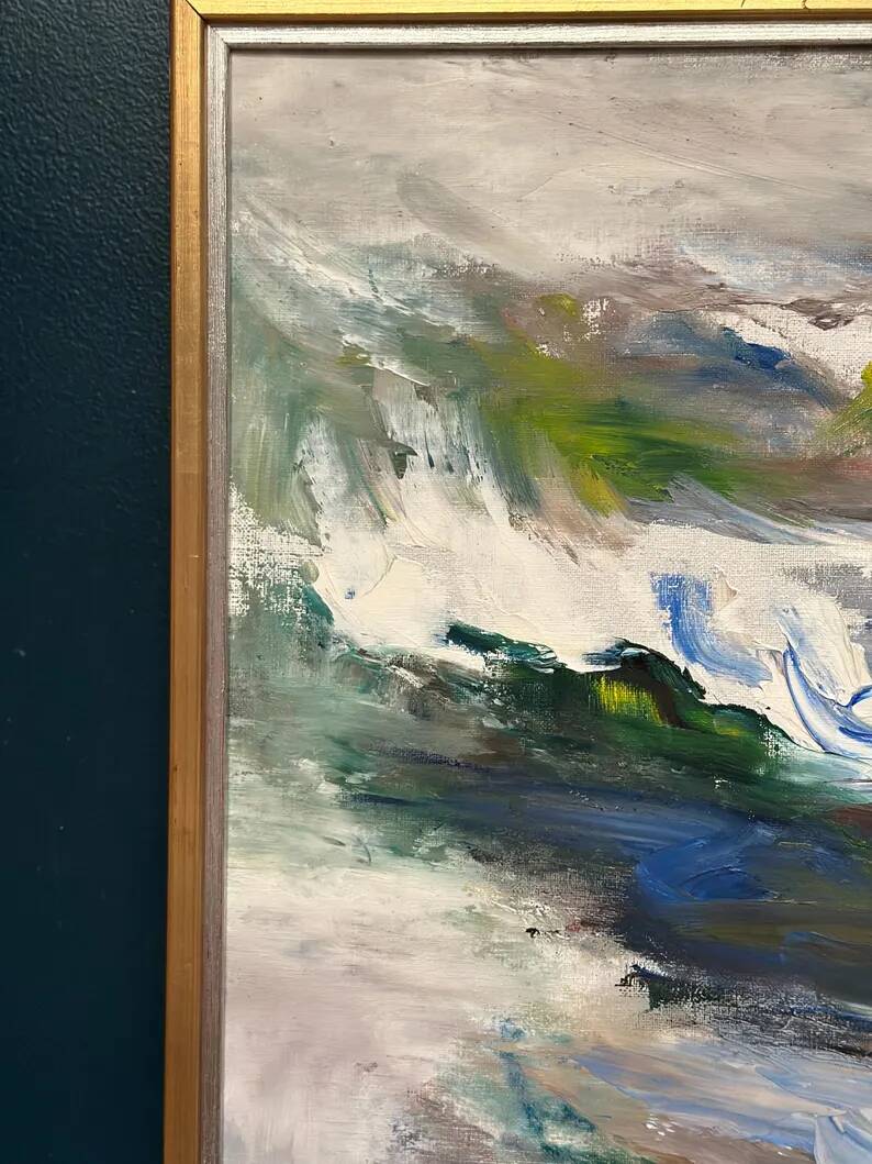 Large Original Swedish Oil on Canvas – “Abstract Composition” by Johny Colebring – 1978 – Signed – Vintage & Framed – 83×73 cm