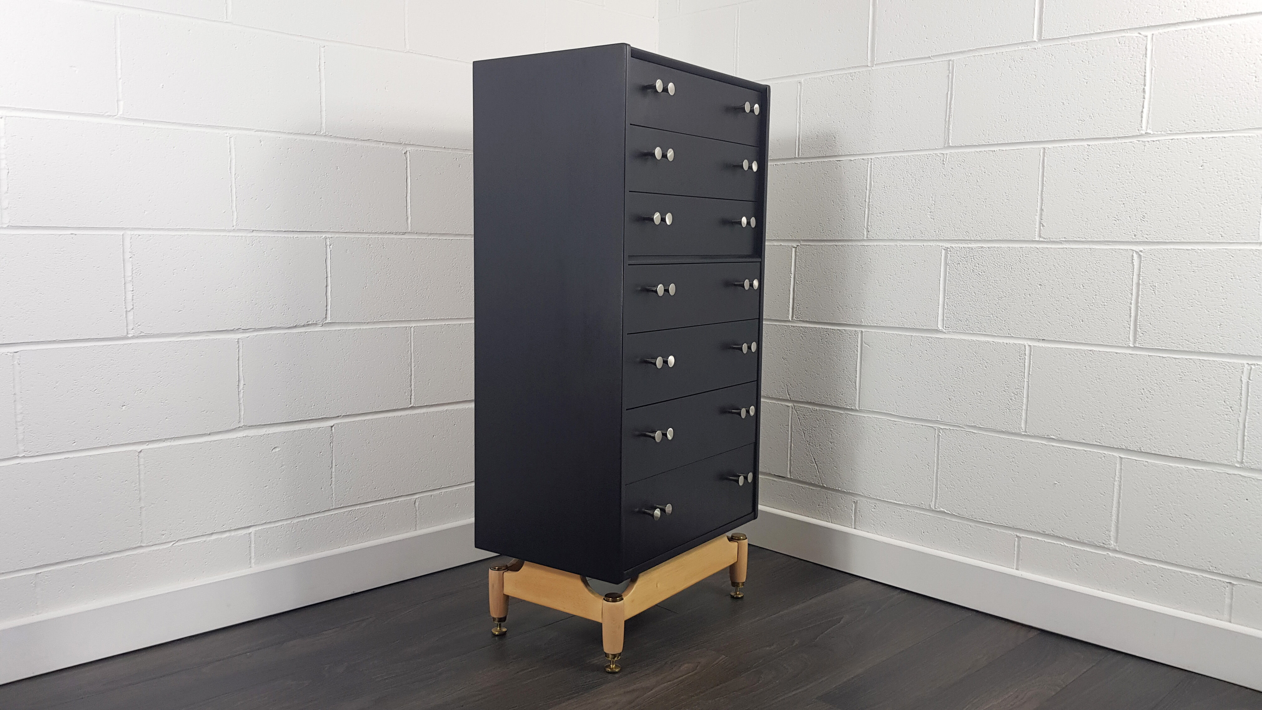 G-plan black tall chest of drawers, 1960s
