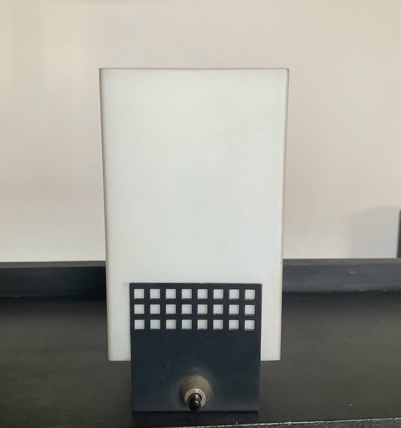 Vintage 50s lamp in opaline and perforated metal