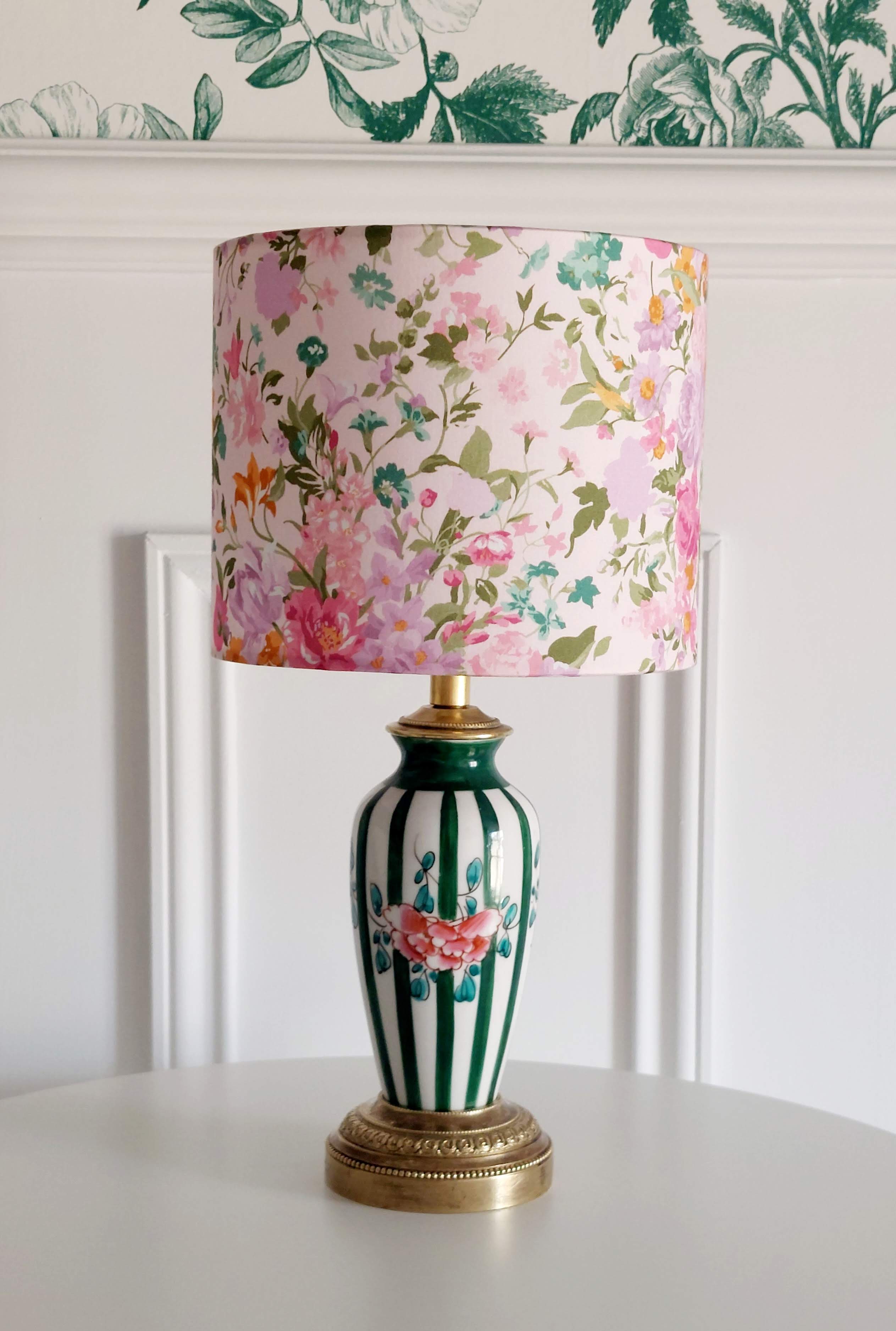 Small vintage lamp hand-painted with a Liberty shade.