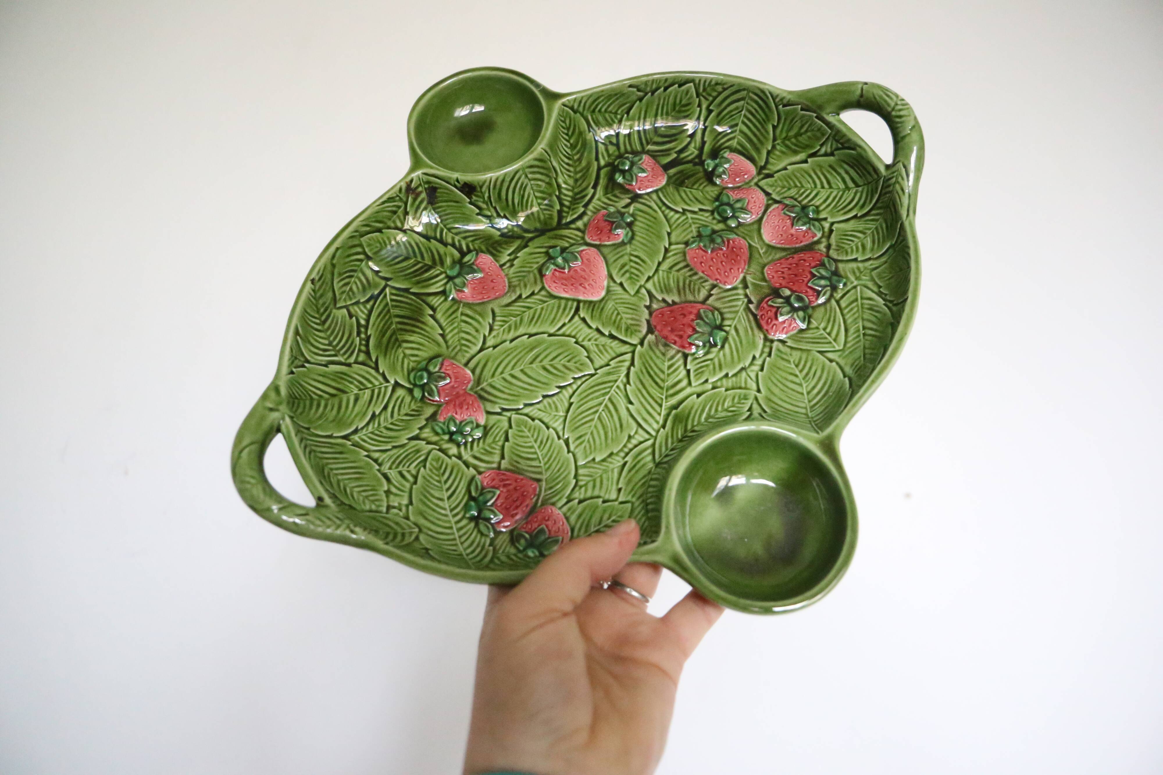 Strawberry serving dish, vintage