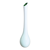 Vase blanc et vert à col long, verre coloré soufflé à la main, vase à fleurs simples