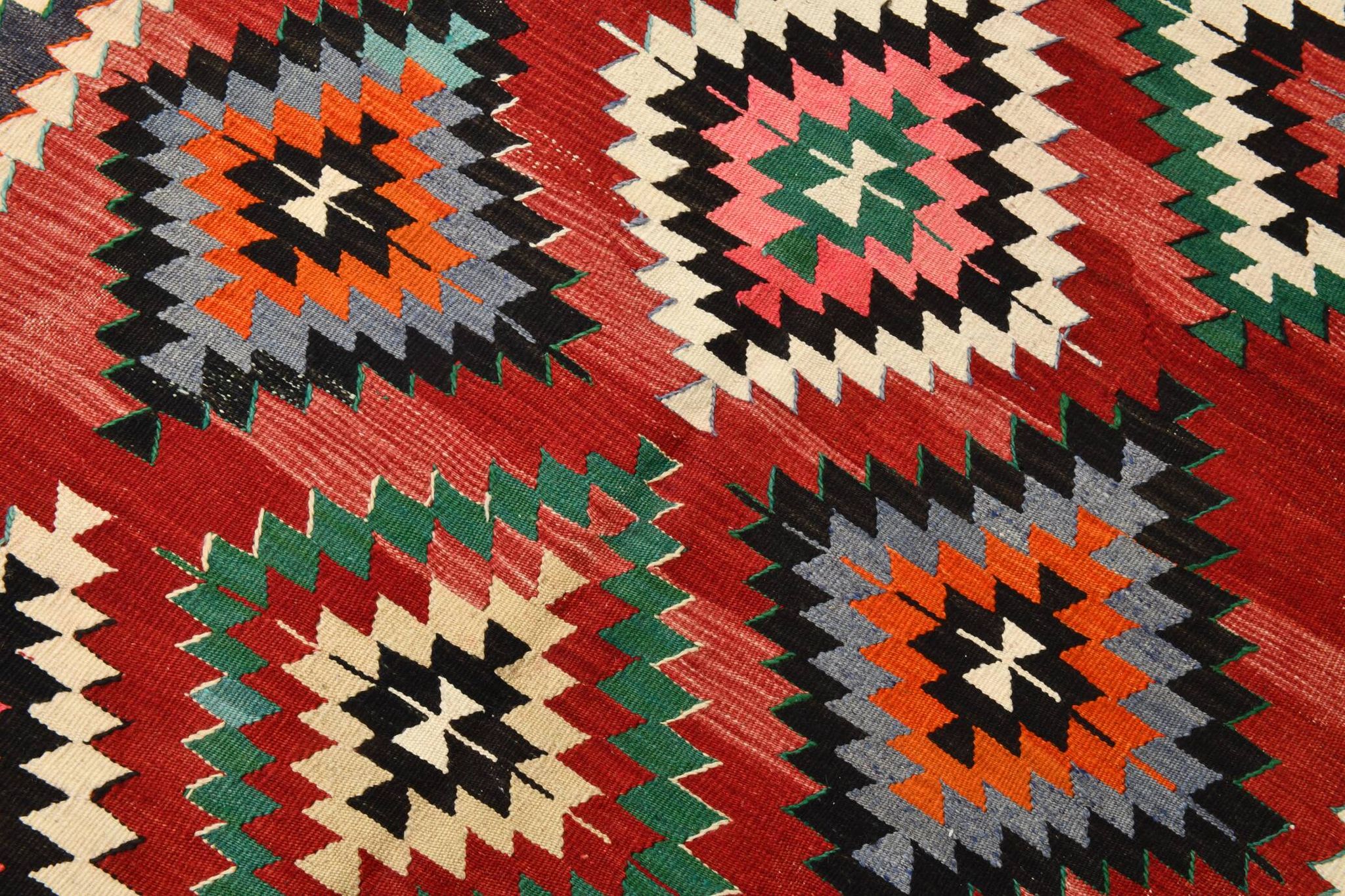 6x9 Red & Grey Orientel Large Kilim Rug, Vintage Wool Kilim Rug, 170x267Cm