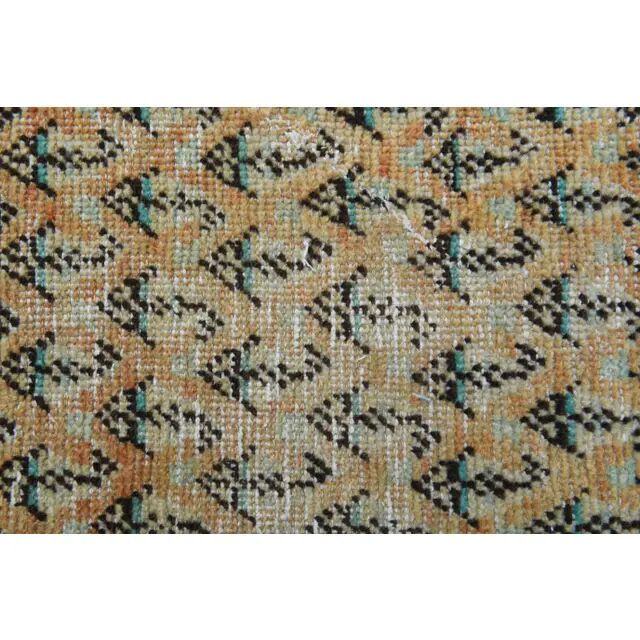 Tapis coureur vintage turc Oushak fait à la main en laine et coton orange 82x311