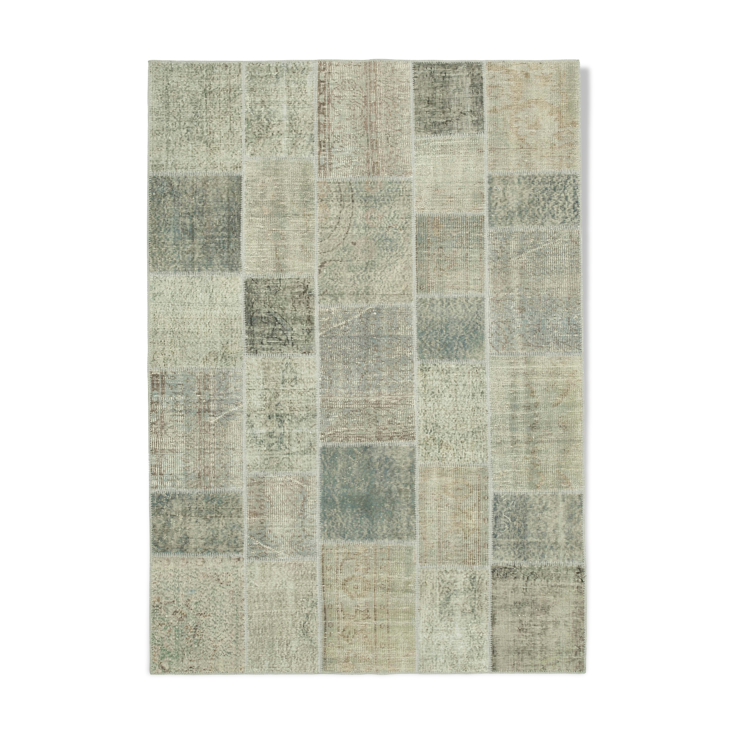 Handmade anatolian vintage 173 cm x 244 cm grey patchwork carpet