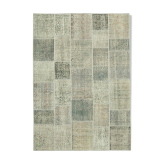 Handmade anatolian vintage 173 cm x 244 cm grey patchwork carpet