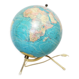 Luminous world map in tripod glass