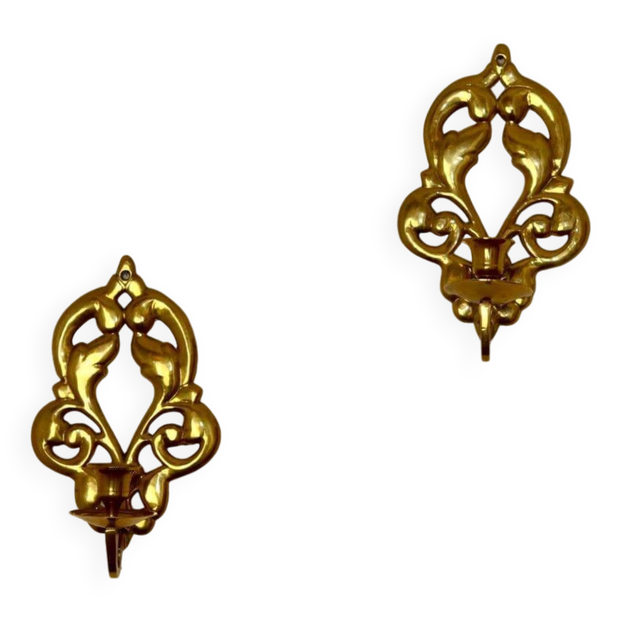 Paire d'appliques suédoises en laiton du milieu du siècle