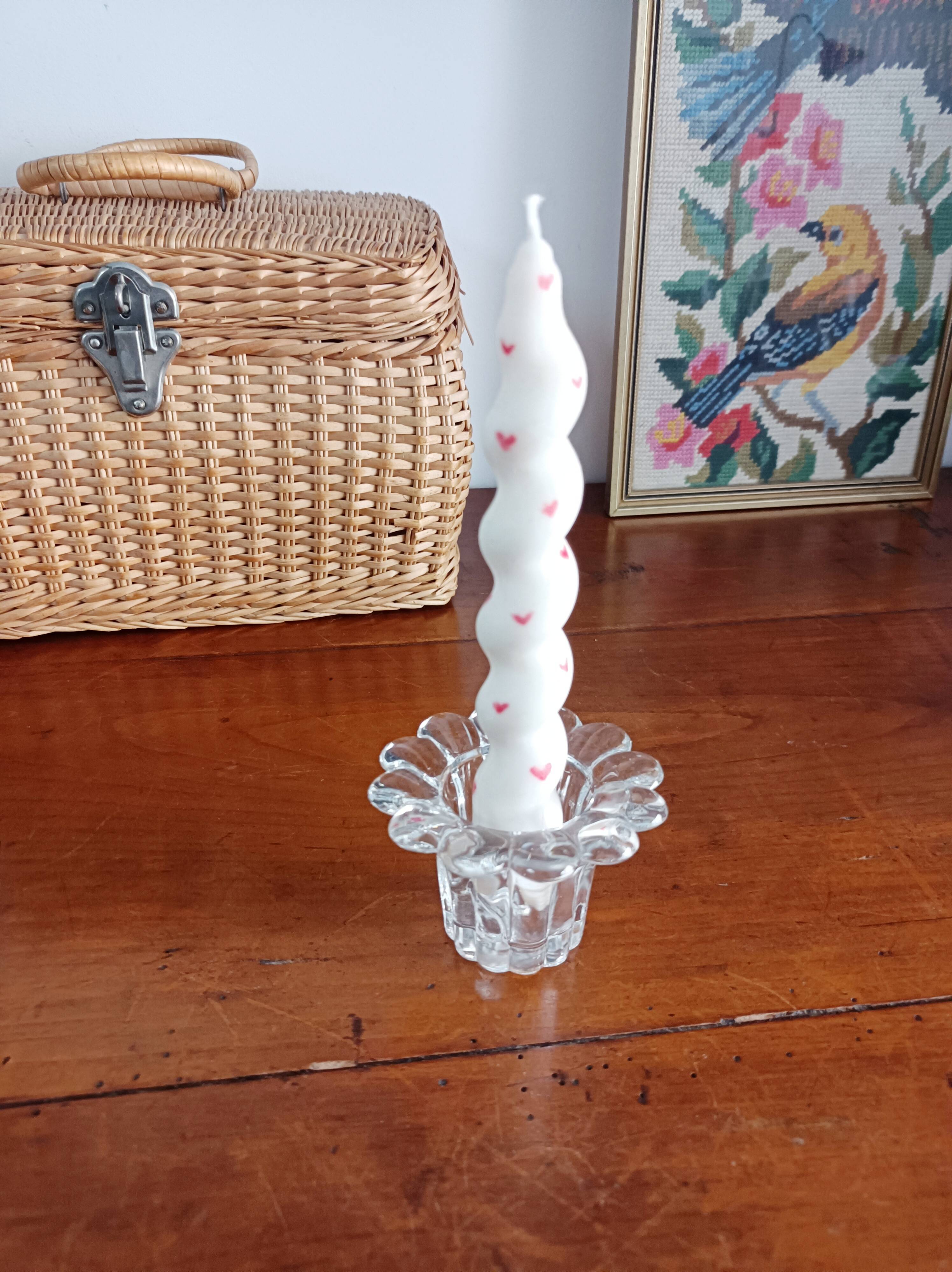 Set of 2 glass candle holders