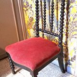 Napoleon III Prie Dieu chair, black wood, red velvet, 1900