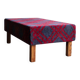 Large red and grey wool tartan upholstered bench with wooden frame