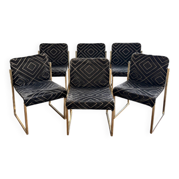 uite de 6 chaises vintage chromées années 70 – style Milo Baughman