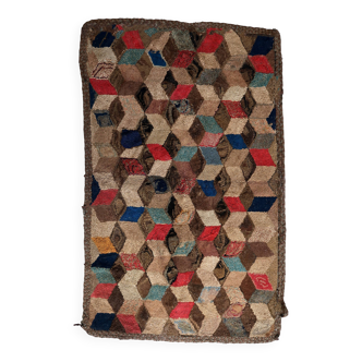 Tapis ancien fait main American Hooked 97cm x 154cm - 1C991