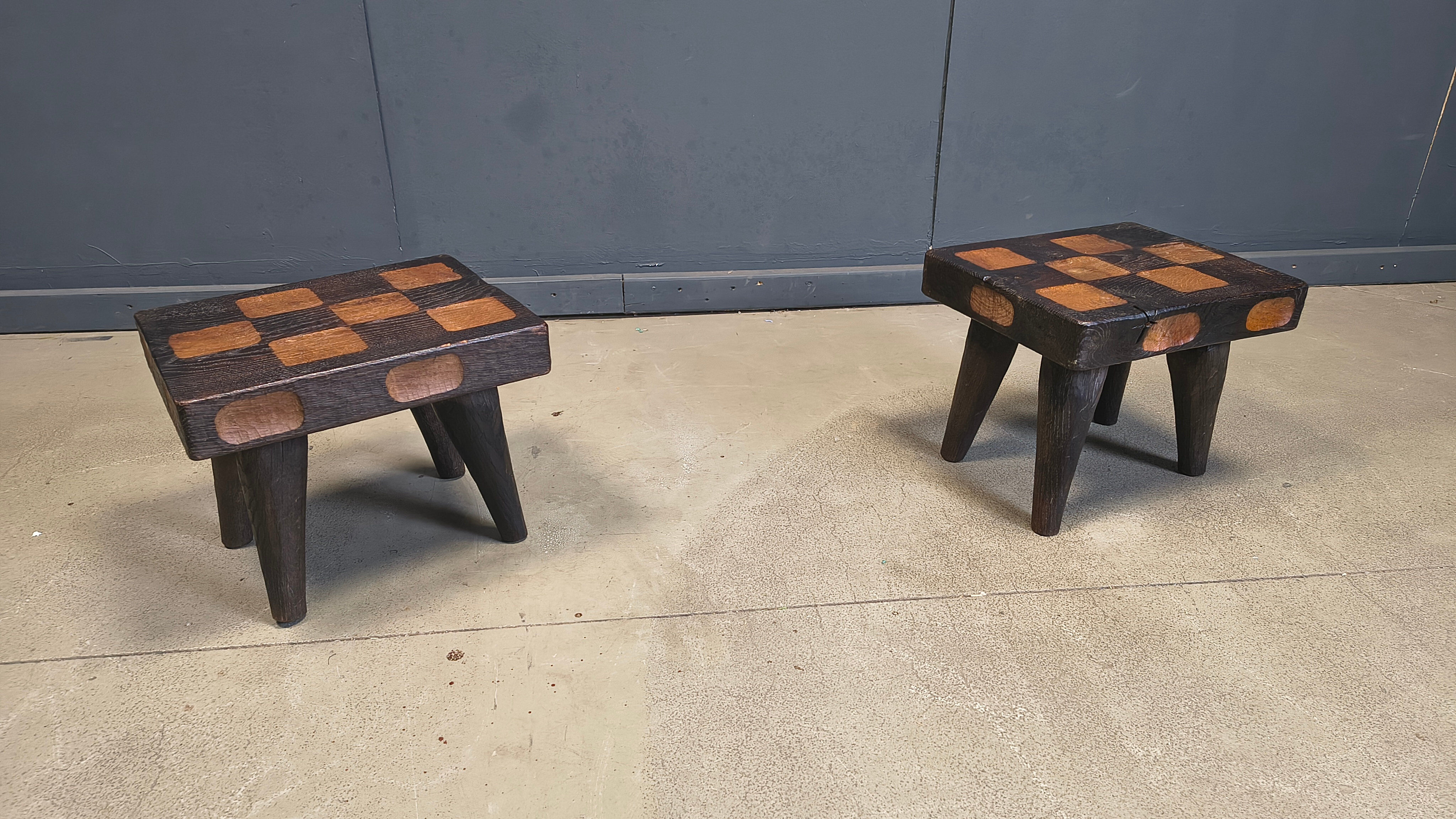 Vintage rustic wooden side tables or stools, 1960s