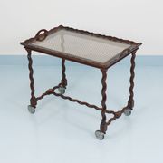 Antique Neo-Baroque Italian Barley Twist Bar Cart Serving Trolley, 1920s