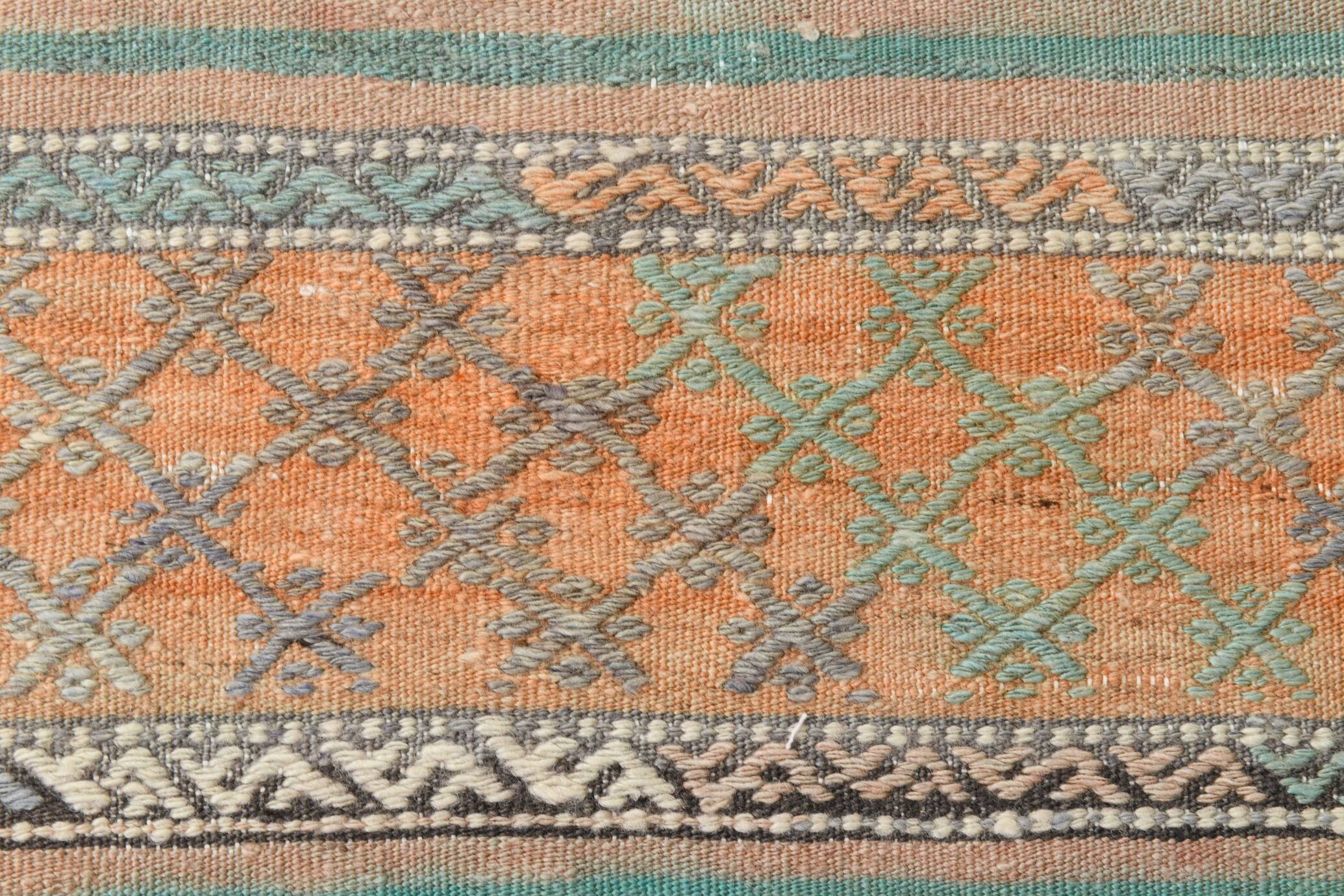 Grand Kilim Vintage Rayé Multicolore, Motifs Tribaux Anatoliens, 168x303 Cm