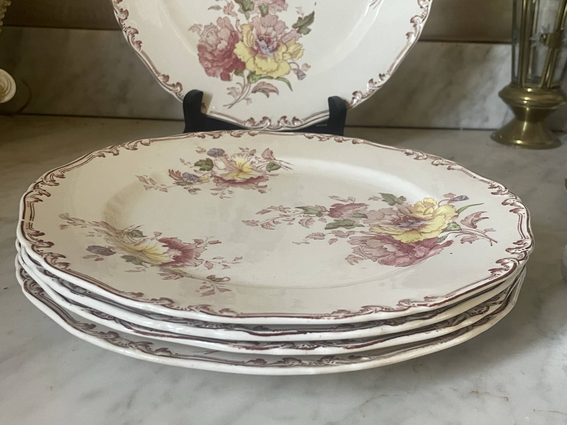 Set of five old flat plates Bisto England Model Anson Sp