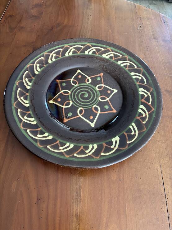 Large decorative ceramic plate (39.5 cm) signed Biot