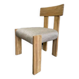 Chaise en bois massif avec assise aspect lin