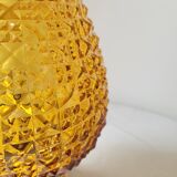 Bedside lamp in amber glass and brass