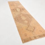 Brown & Cream Turkish Runner Rug, 95x377Cm