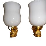 chandelier and its golden bronze brass wall lights