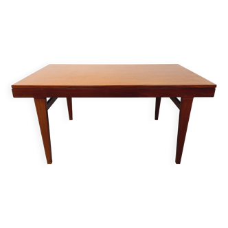 Table à manger scandinave vintage des années 50 60 en teck avec rallonge