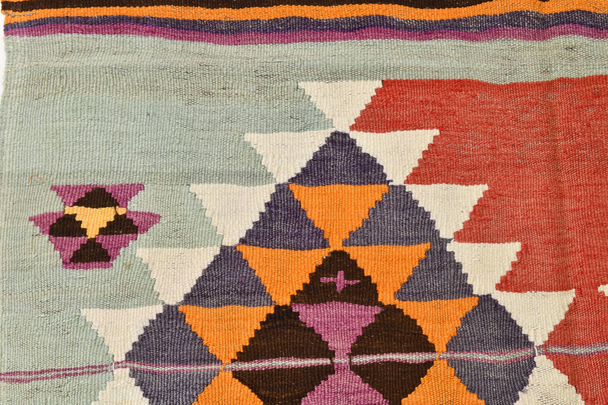 5x11 Kilim Long Wide Faded Samon Kilim Rug, Rare Style Anatolian Flatweave