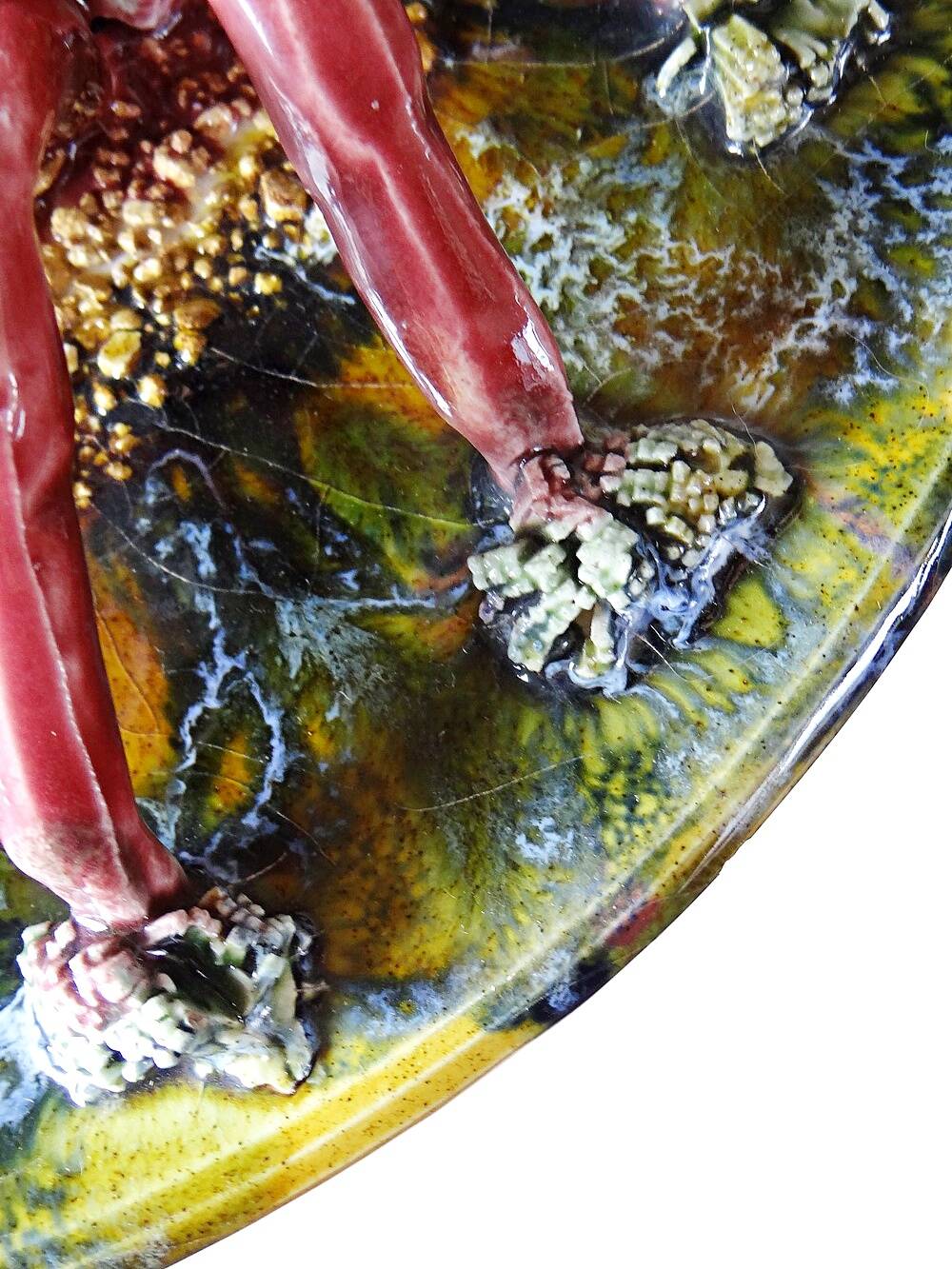 Vintage trompe-l'œil crab barbotine plate Caldas da Rainha Portugal