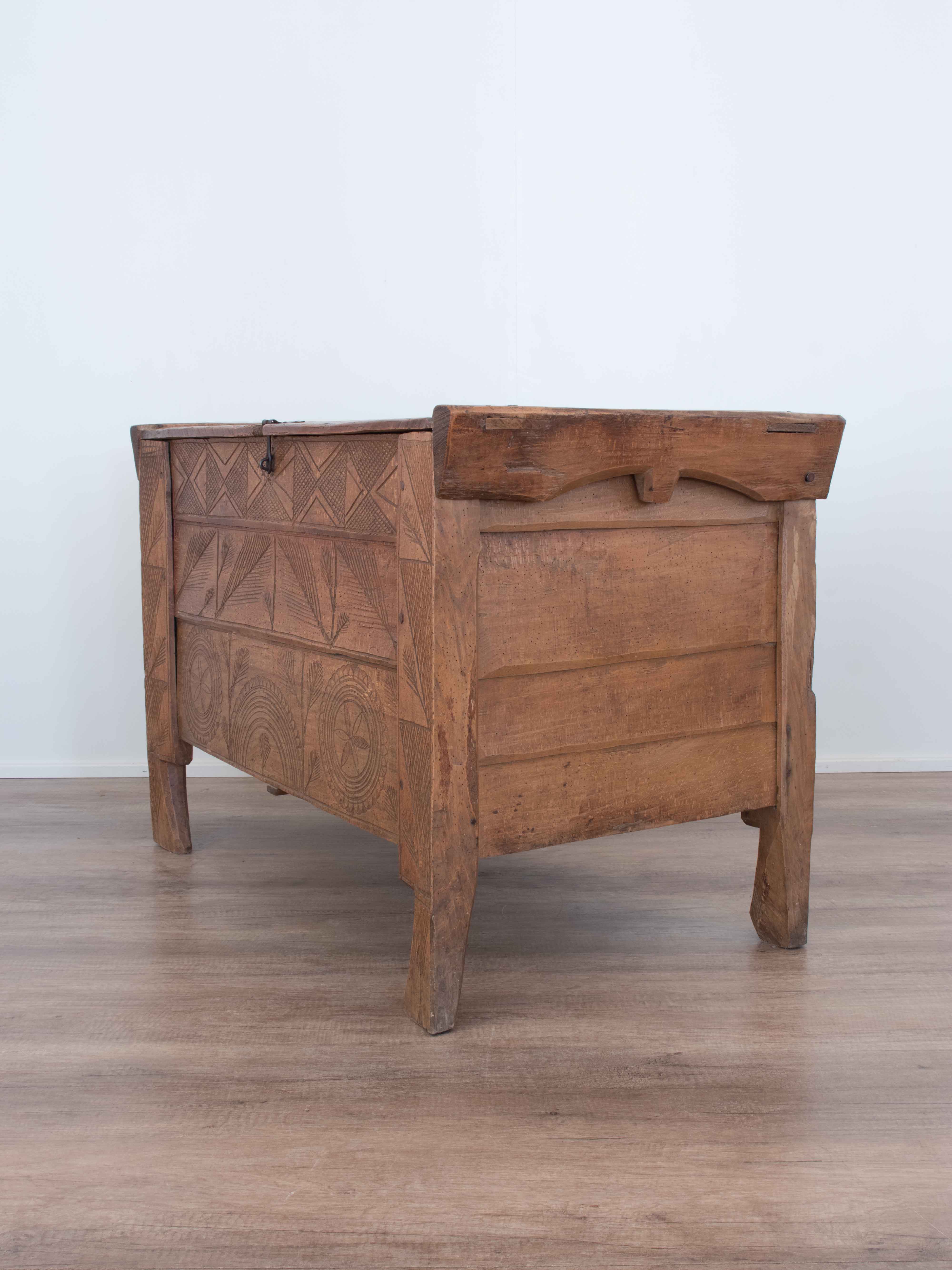 Antique Hand-Crafted Beech Trunk