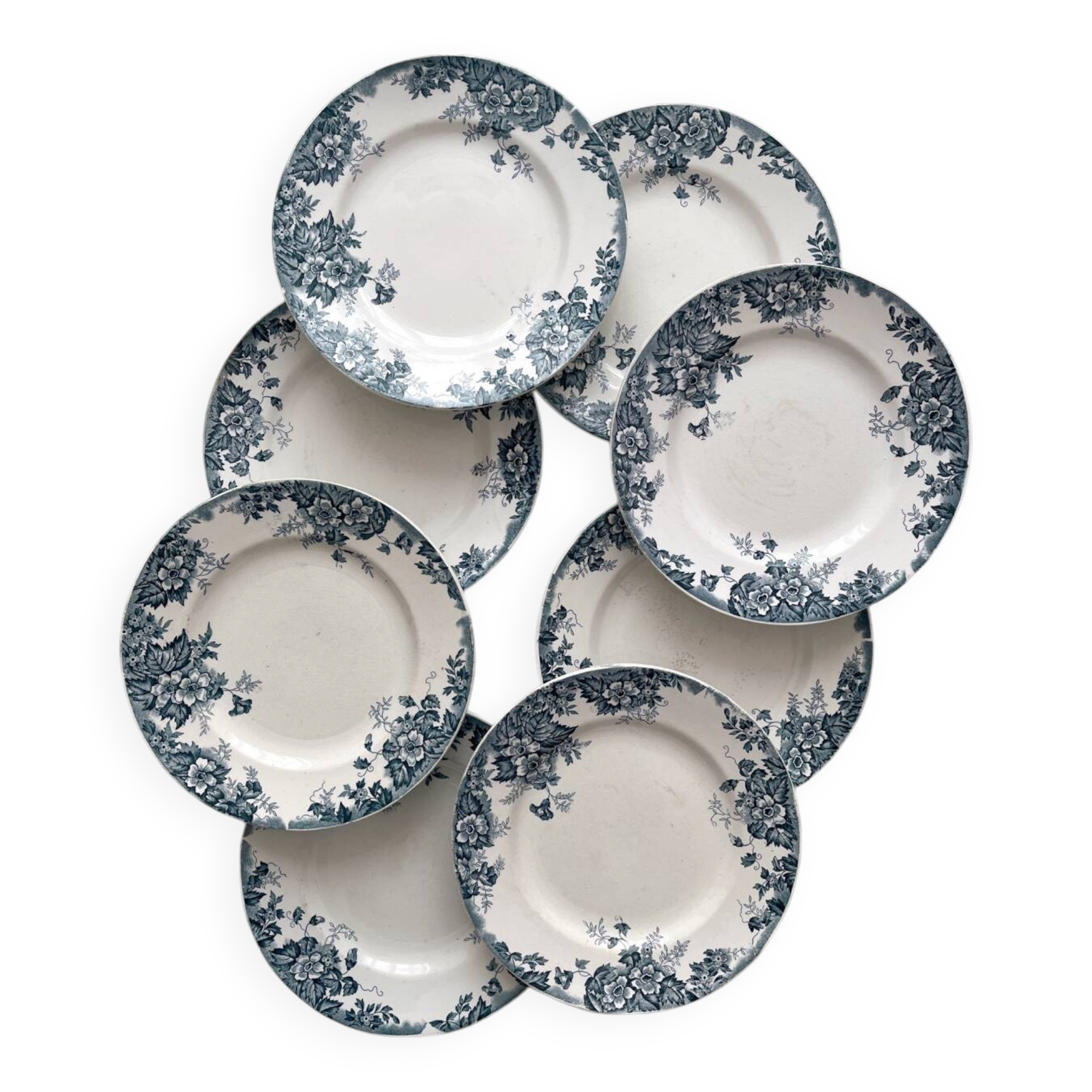 8 flat ironstone plates “Marie Louise” Saint Amand and Hamage