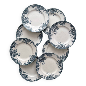 8 flat ironstone plates “Marie Louise” Saint Amand and Hamage