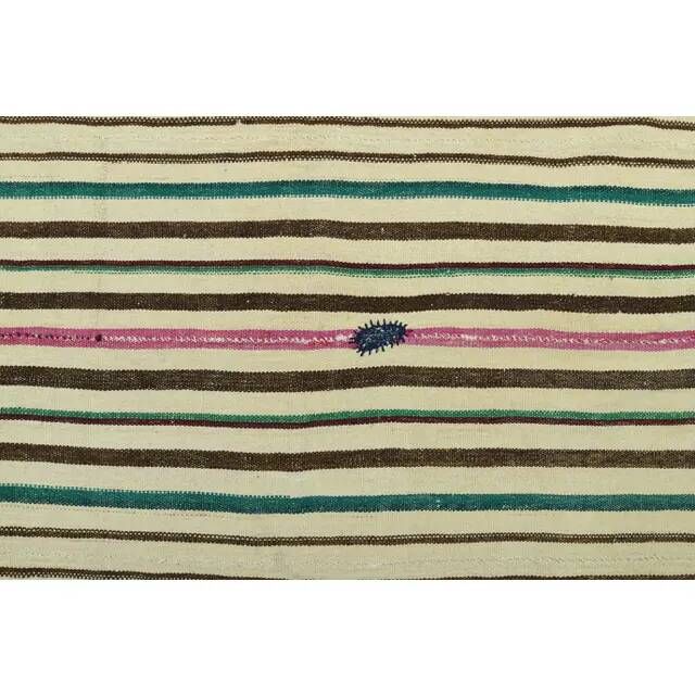 1970s Vintage Turkish Oushak Handmade Wool Cotton Beige Area Rug 137x221