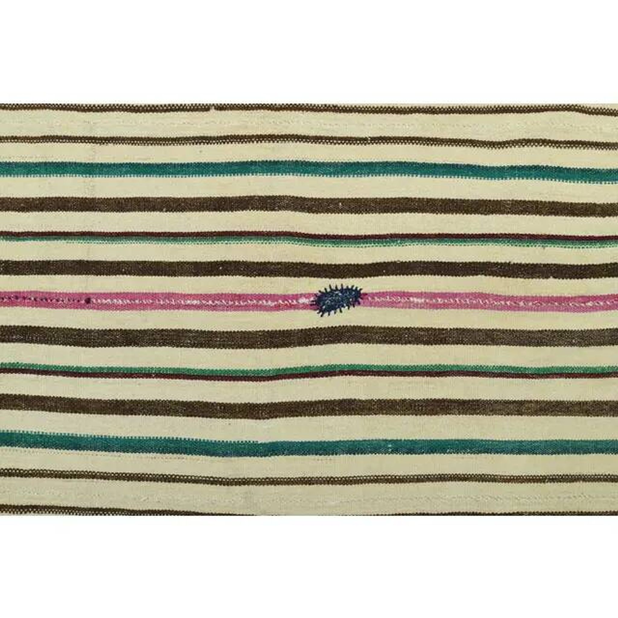 1970s Vintage Turkish Oushak Handmade Wool Cotton Beige Area Rug 137x221