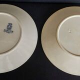 Pair of flat plates in Gien iron earthenware, Austerlitz decor