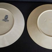 Pair of flat plates in Gien iron earthenware, Austerlitz decor