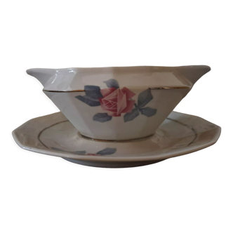 Art Deco Sauce Boat in Limoges Chabrol Porcelain