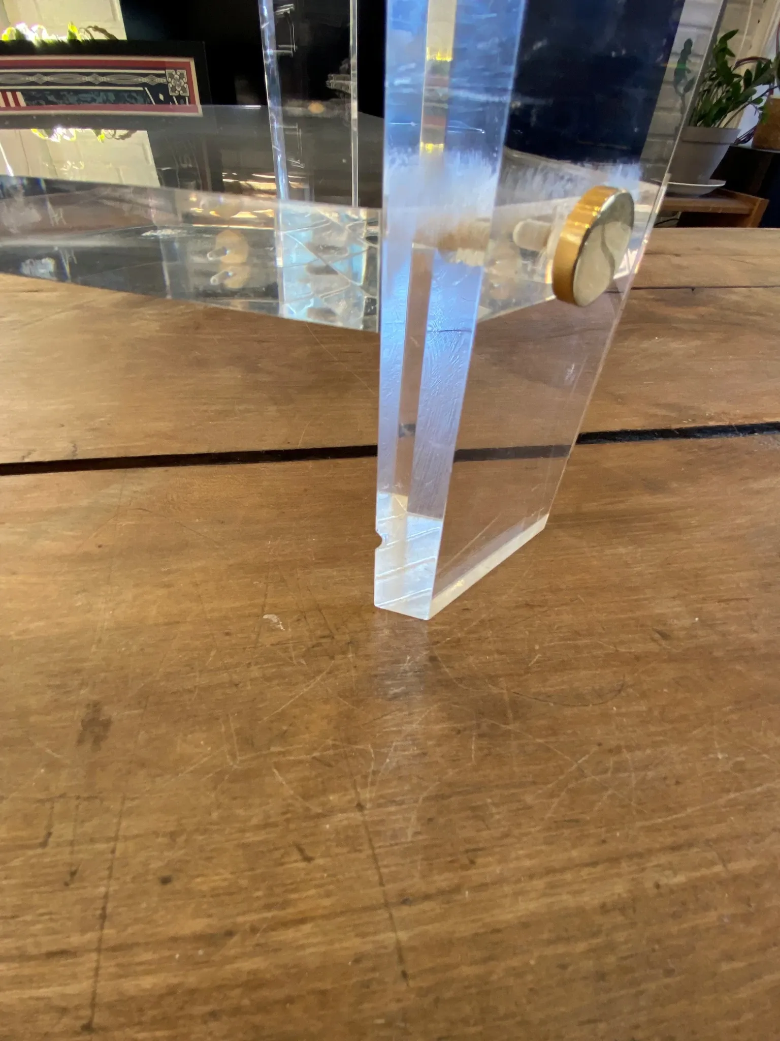 Triangular plexiglass coffee table end table Altuglas David Lange 70