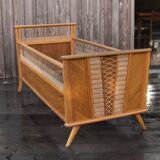 Rattan and wood children's bed