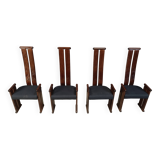 Chaises de salle à manger post-modernes à dossier haut, lot de 4, années 1970