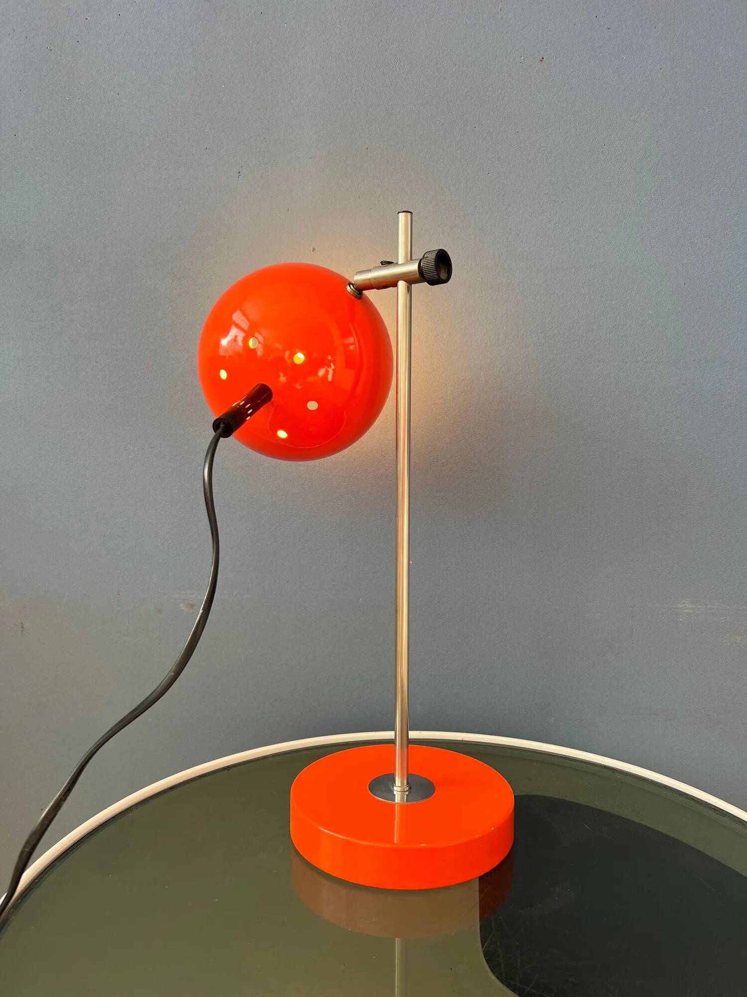 Mid-century orange eyeball space age desk lamp