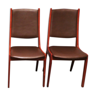 Paire de chaises en teck danois et en cuir KS Møbler, 1960