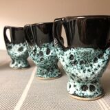 Old coquetiers signed Vallauris Turquoise and Red