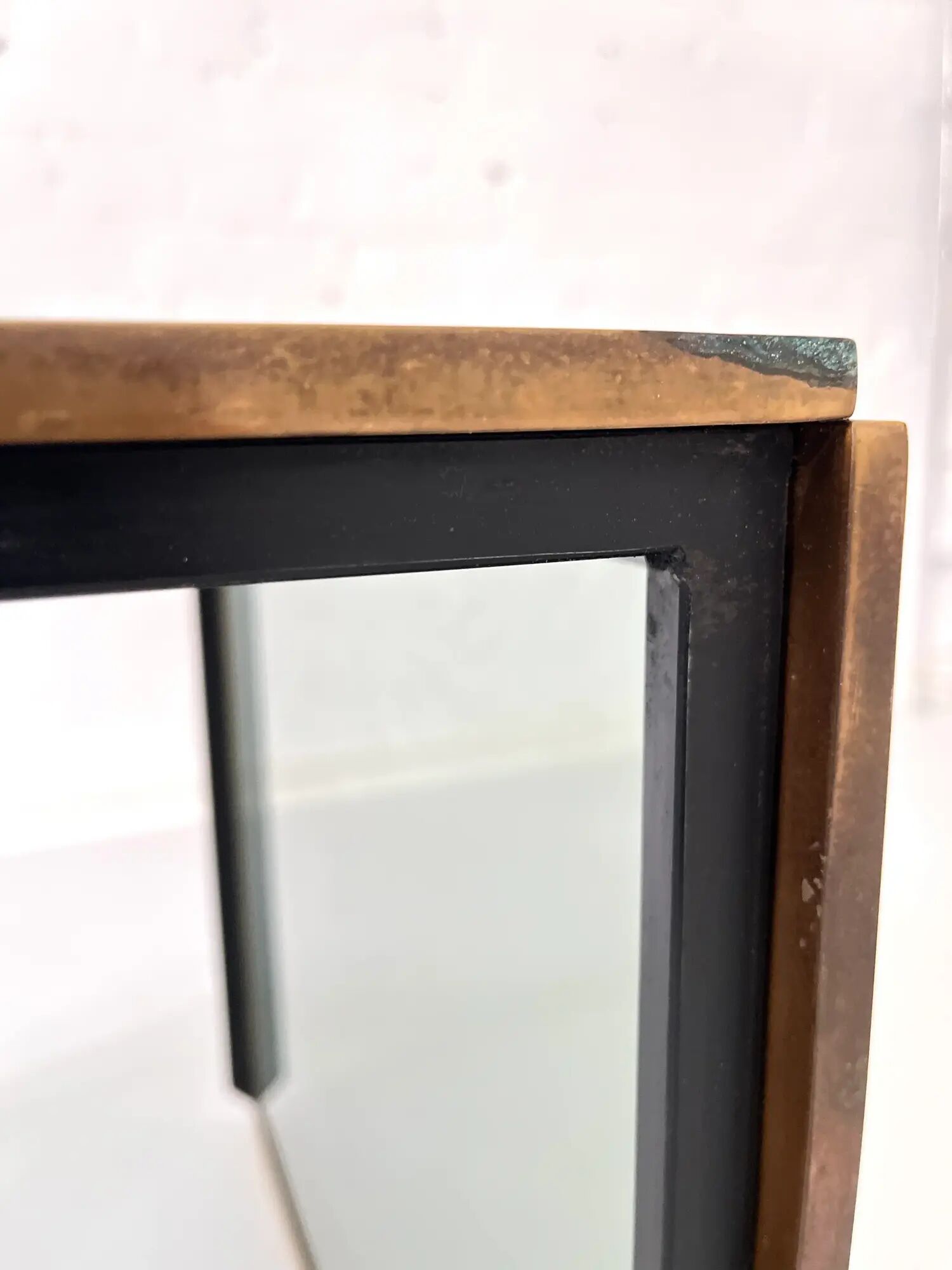 Vintage smoked glass and brass side table, Italy, 1970s