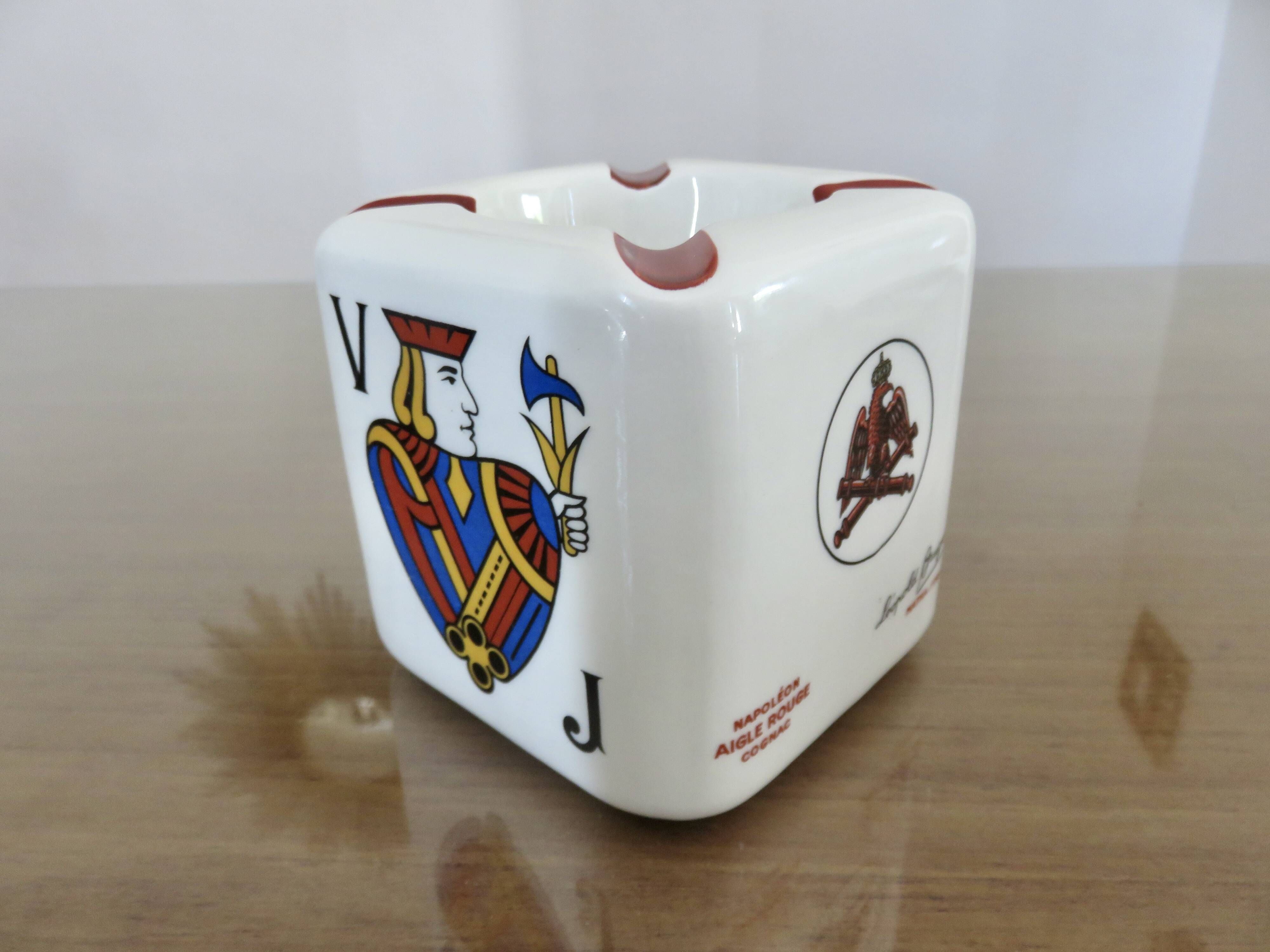 Vintage ceramic ashtray, playing cards, 50s 60s.