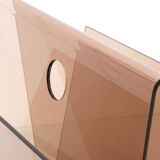 70's smoked plexiglass magazine rack
