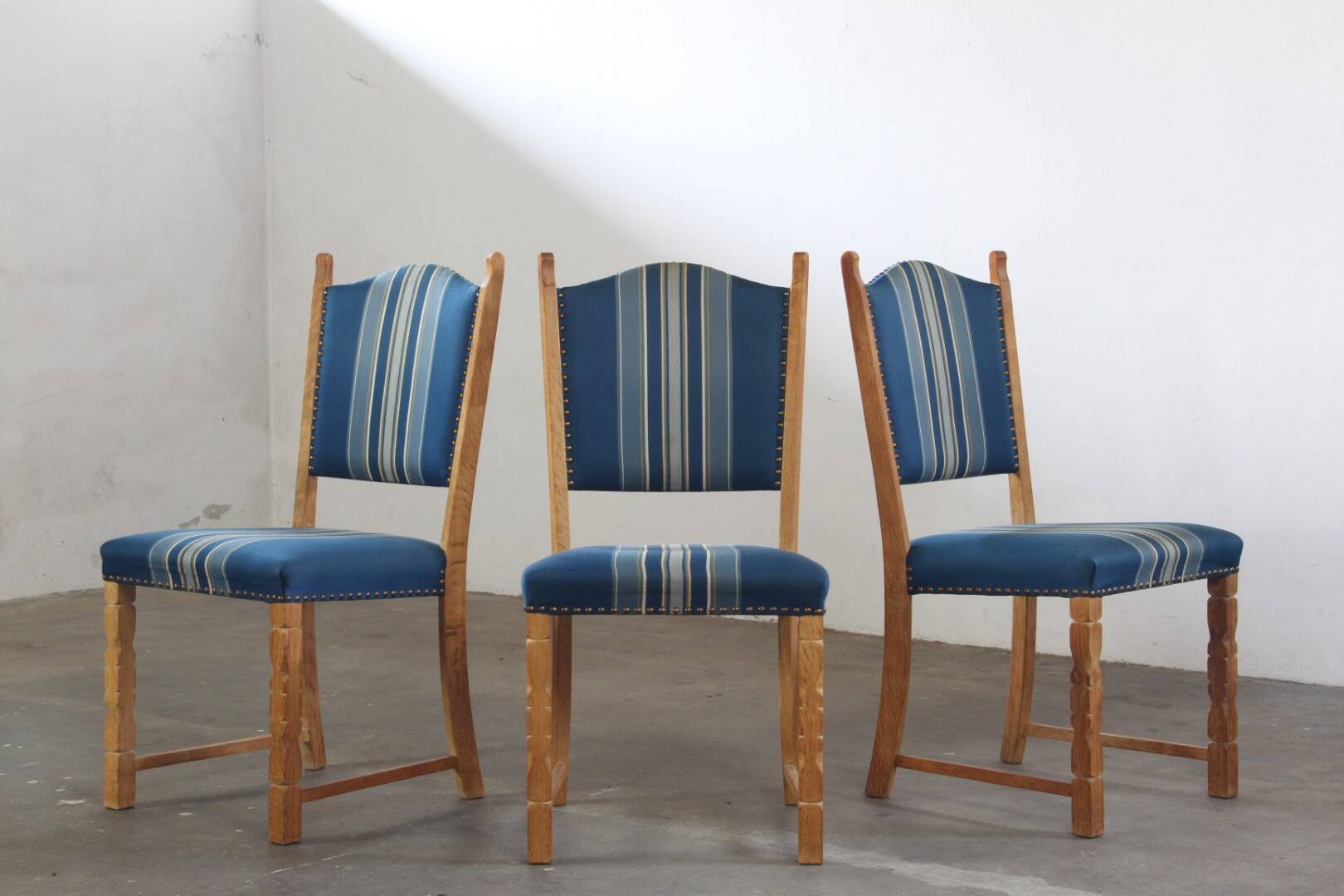 Set of 5 Vintage Danish Oak Dining Chairs Mid-Century Modern, Kjærnulf Style