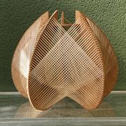 Scandinavian modernist wooden suspension with taut wires, 1960s.